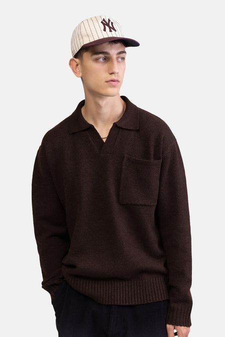 Pull col V - brun