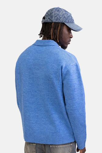 Pull col V - bleu