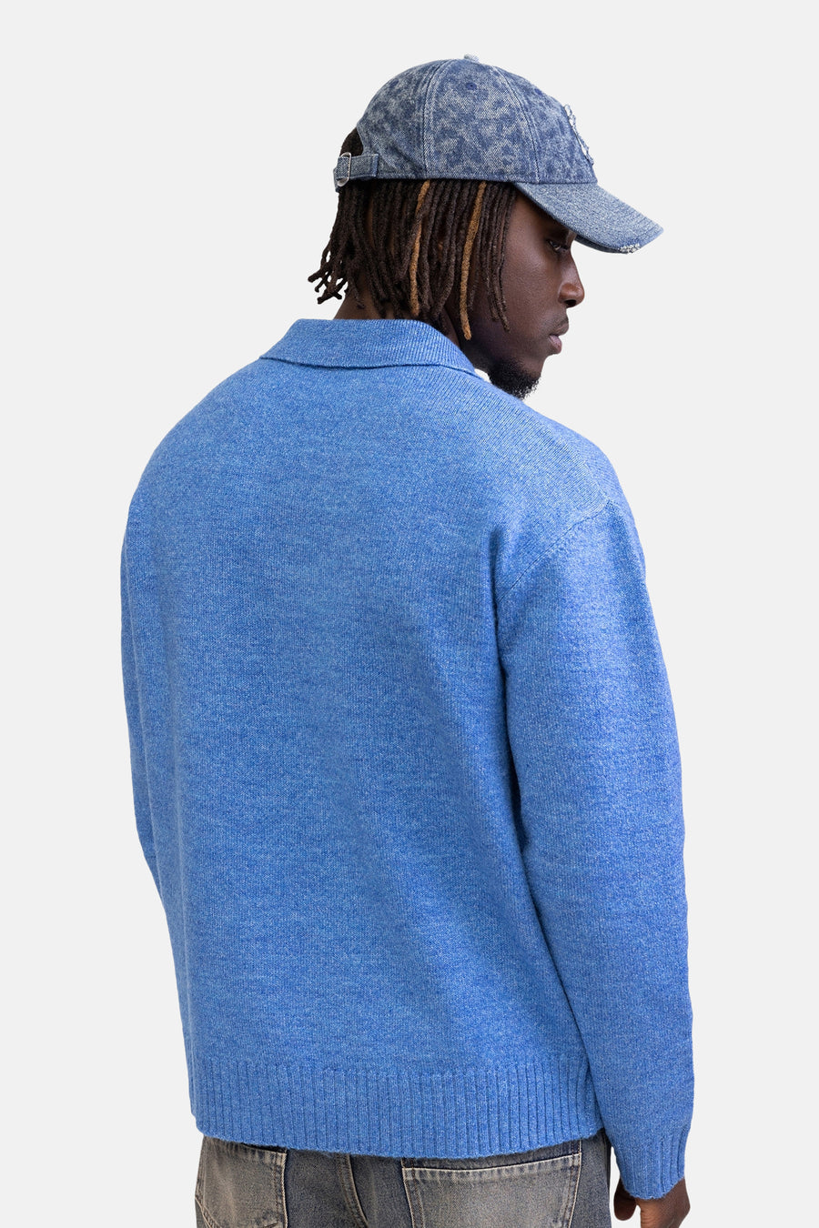 Pull col V - bleu