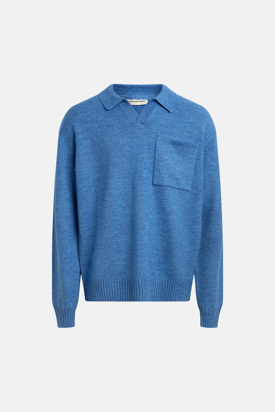 Pull col V - bleu