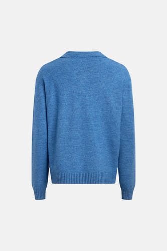 Pull col V - bleu
