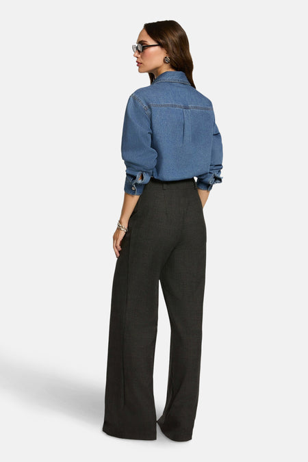 Chemise à manches longues - Mid blue denim
