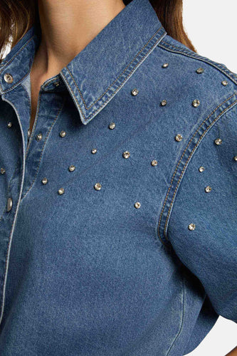 Chemise à manches longues - Mid blue denim - Morgan De Toi