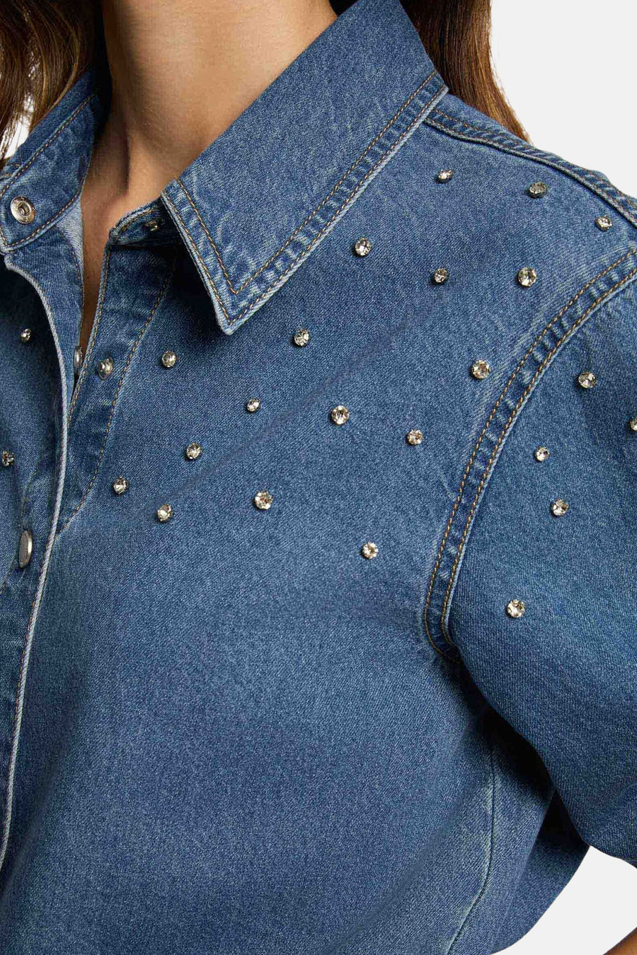 Chemise à manches longues - Mid blue denim - Morgan De Toi