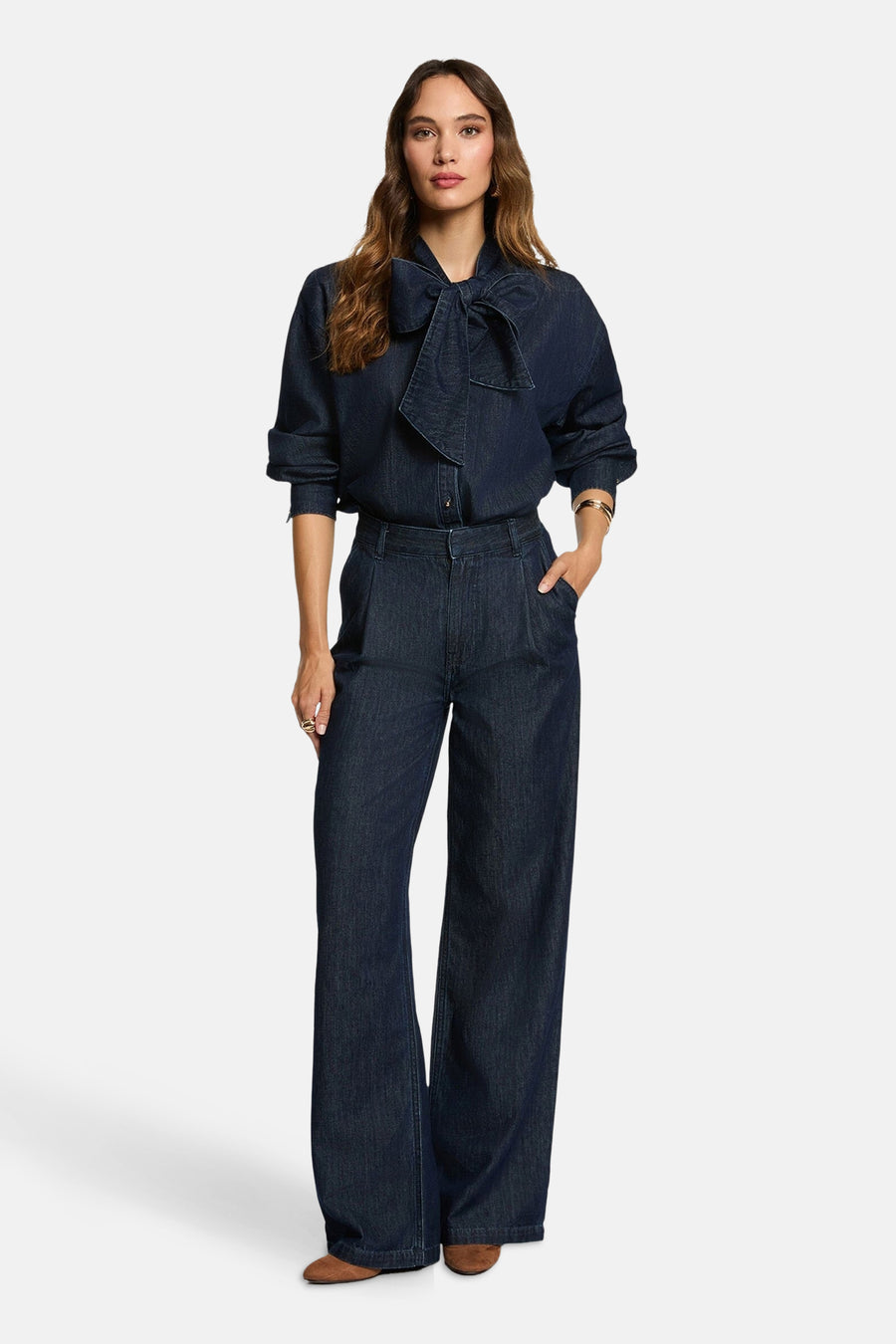 Chemise à manches longues - Dark blue denim - Morgan De Toi