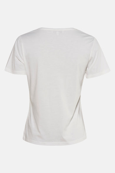 T-shirt blanc à manches courtes de Morgan De Toi, couleur unie et encolure simple à l'arrière.
