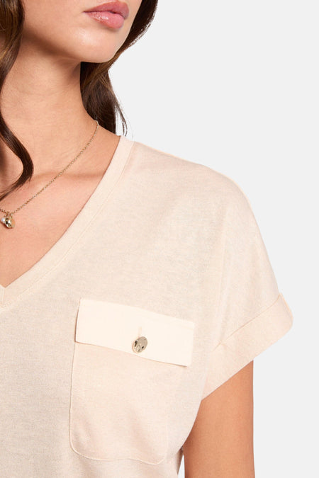Top uni manche courte Beige - Morgan De Toi