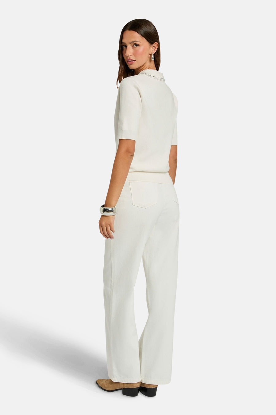 Pull à col rond - blanc - Morgan De Toi