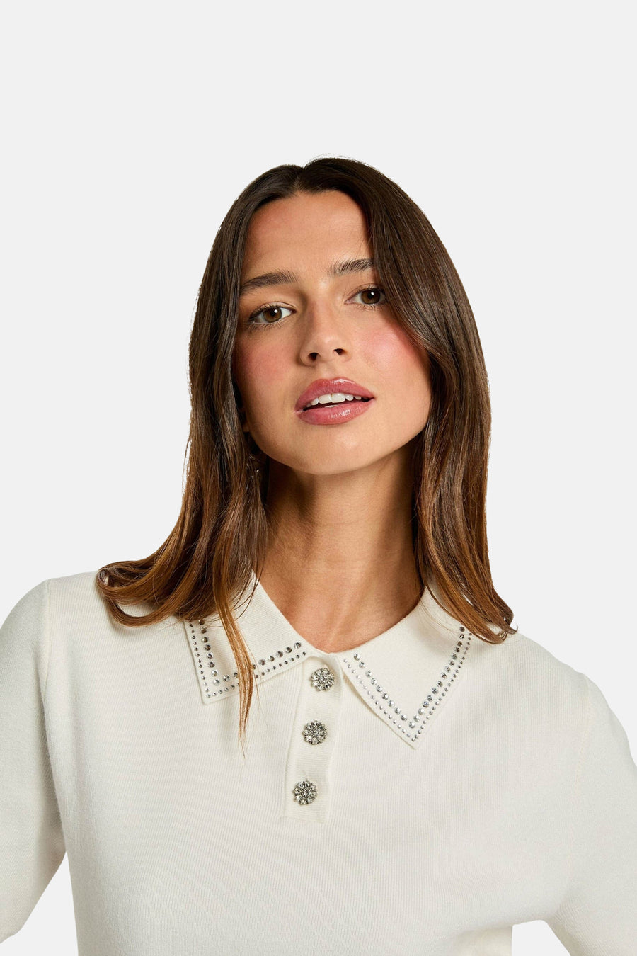 Pull à col rond - blanc - Morgan De Toi