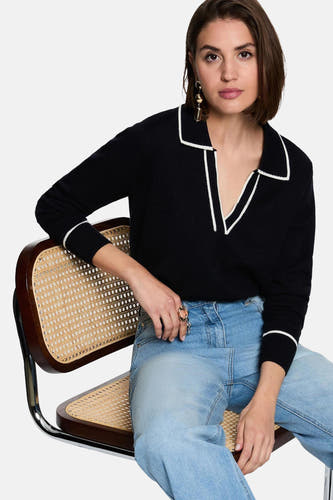 Pull col V bleu - Morgan De Toi