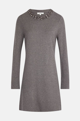 Manteau gris à longues manches de Morgan de Toi, orné de glands.