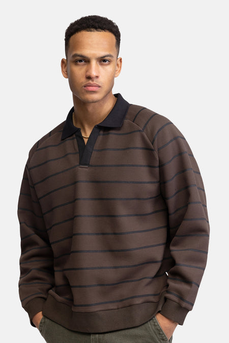 Sweat col O - brun