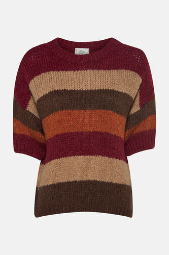 Sweat-shirt multicolore à col rond de Terra di Siena, avec un motif rayé et des manches courtes, dos.