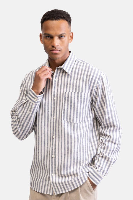Chemise rayée de REDEFINED REBEL, vue arrière, à manches longues multicolore.
