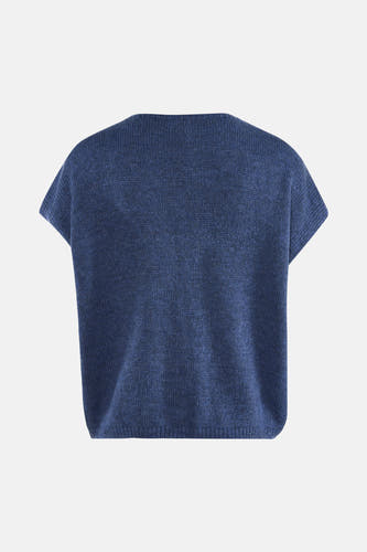 Gilet bleu de Terra di Siena, avec une texture tricotée et des manches courtes.