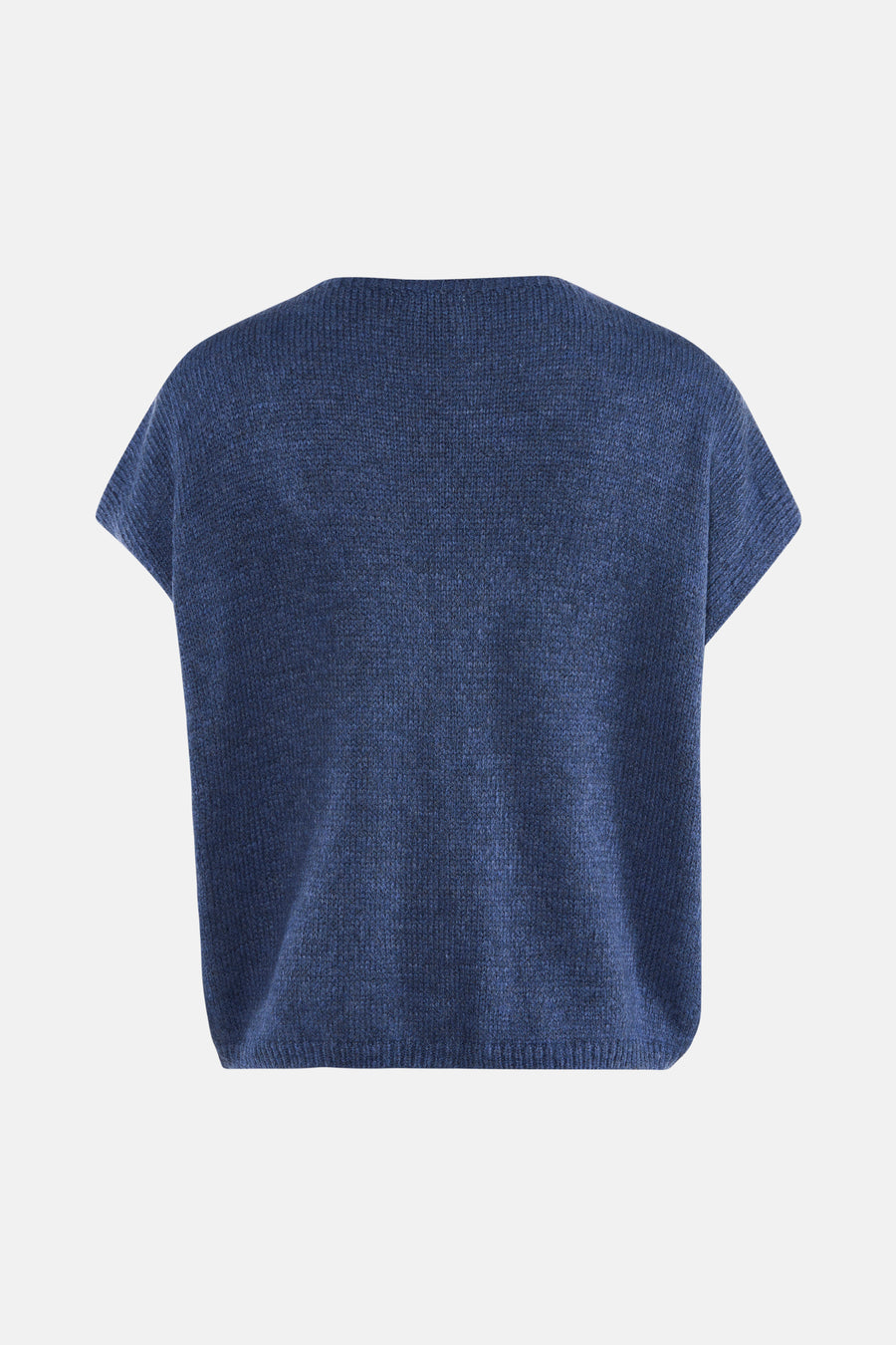 Gilet bleu de Terra di Siena, avec une texture tricotée et des manches courtes.