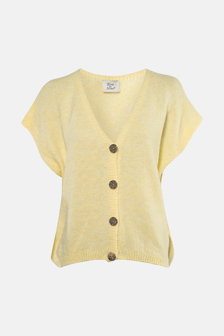 Gilet jaune de Terra di Siena, à manches courtes et fermeture boutonnée.