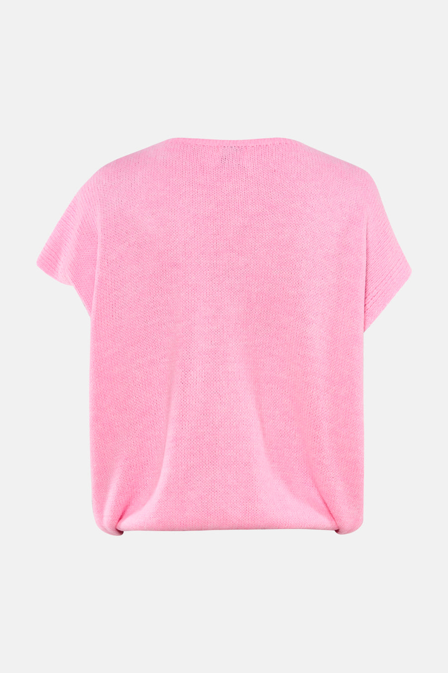 Gilet rose de Terra di Siena, tricoté et à manches courtes, vu de dos.