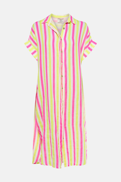 Jupe multicolore à manches courtes de Terra di Siena, avec un motif rayé et une fermeture à boutons.