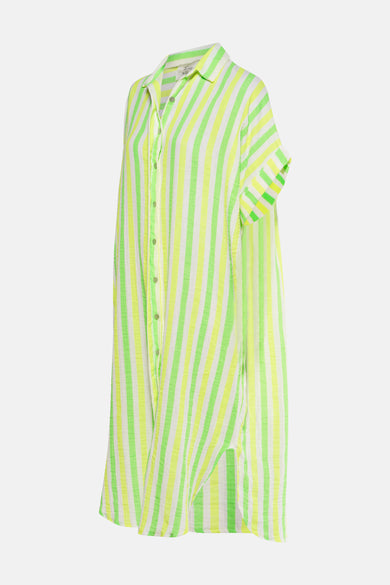 Drap multicolore à manches courtes de Terra di Siena, avec un motif rayé et une fermeture à boutons.