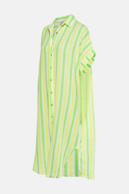 Drap multicolore à manches courtes de Terra di Siena, avec un motif rayé et une fermeture à boutons.