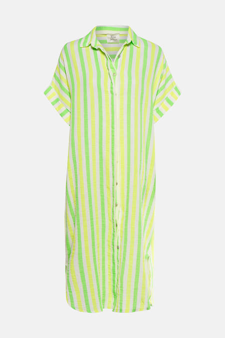 Chemise rayée multicolore à manches courtes de Terra di Siena, avec col et fermeture à boutons.