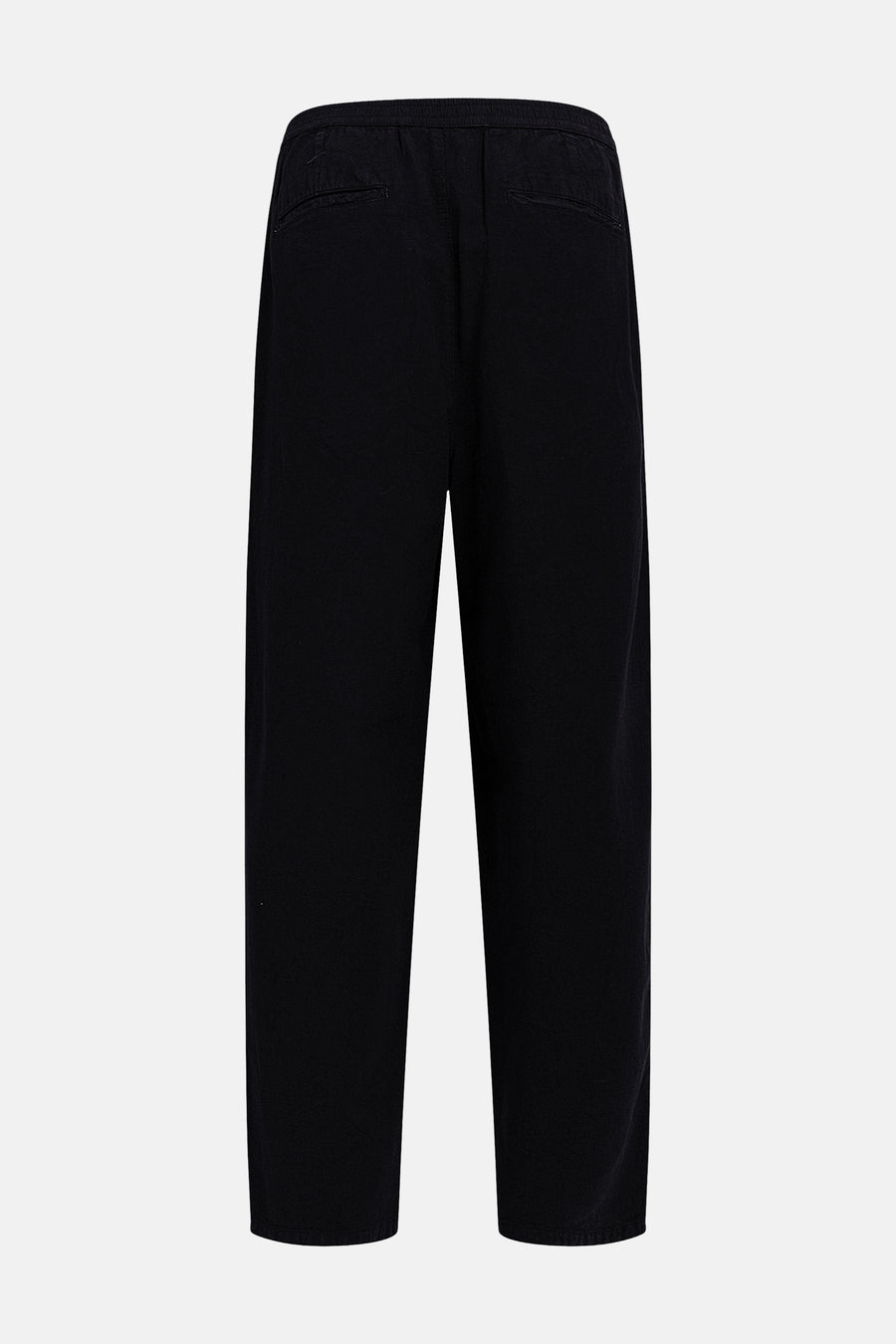 Pantalon noir de REDEFINED REBEL avec taille élastique et deux poches passepoilées à l'arrière.