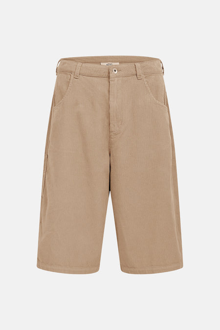 Short en velours côtelé beige de REDEFINED REBEL avec poches et texture côtelée.