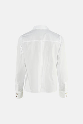 Chemise blanche à manches courtes de Morgan De Toi, vue de dos, avec manches longues et boutons dorés.