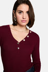 Pull col V - rouge