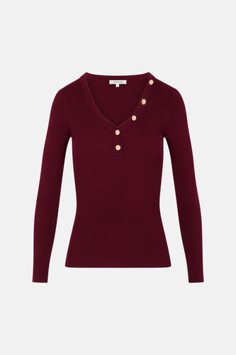 Pull col V - rouge