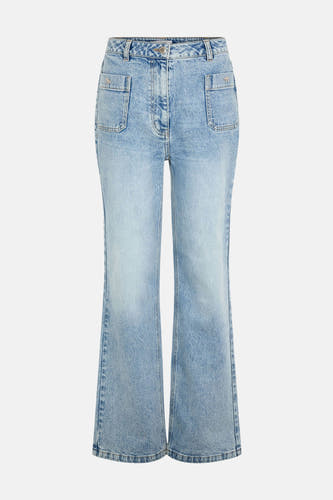 Jean droit en denim bleu moyen IJITO de Morgan De Toi avec poches plaquées à l'avant.