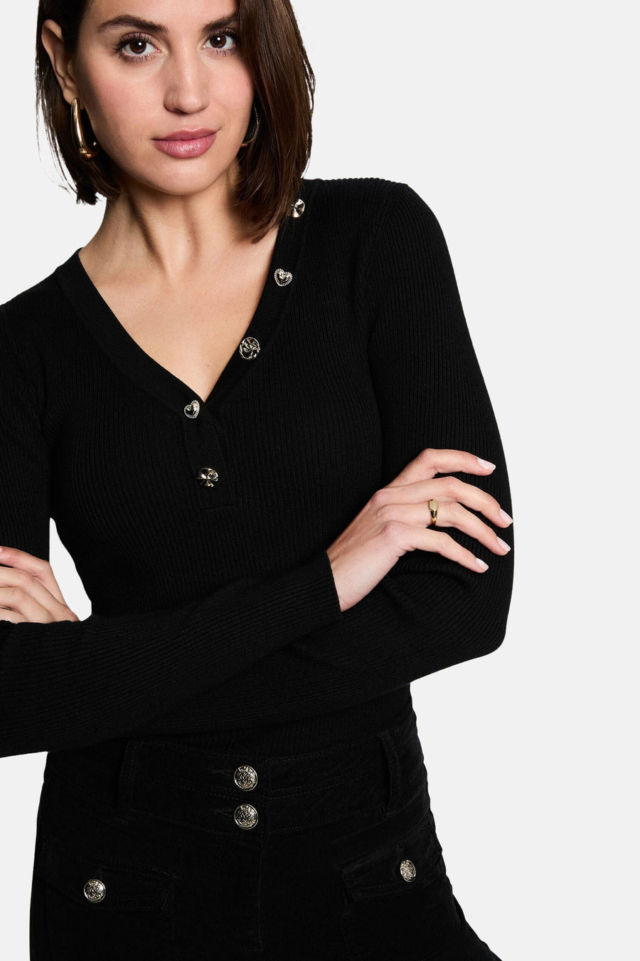 Pull col V noir - Morgan De Toi
