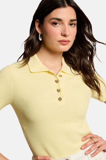 Pull col O - jaune