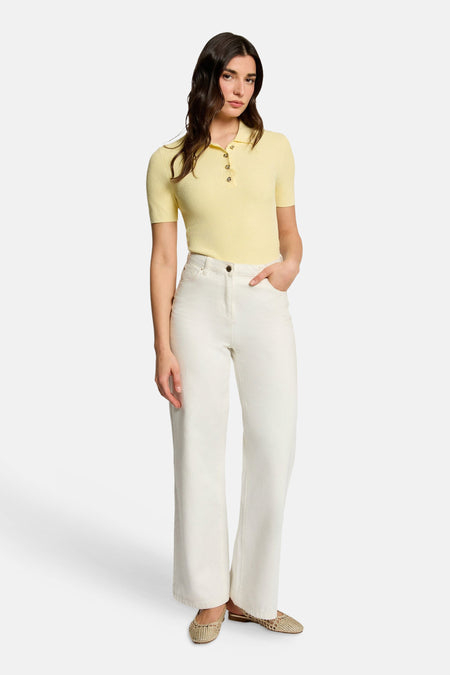 Pull col O - jaune