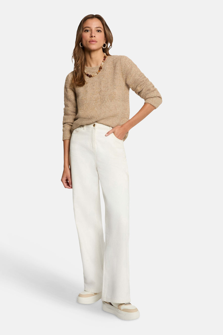 Pull col O beige - Morgan De Toi