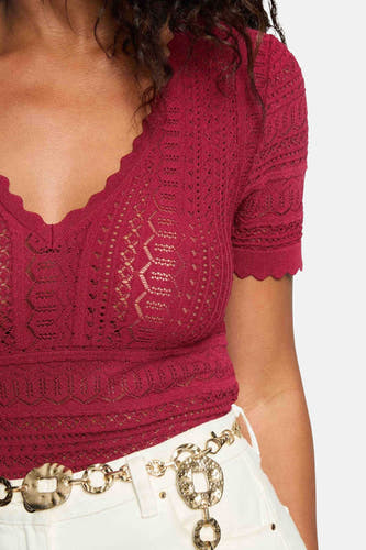 Top uni manche courte rouge - Morgan De Toi