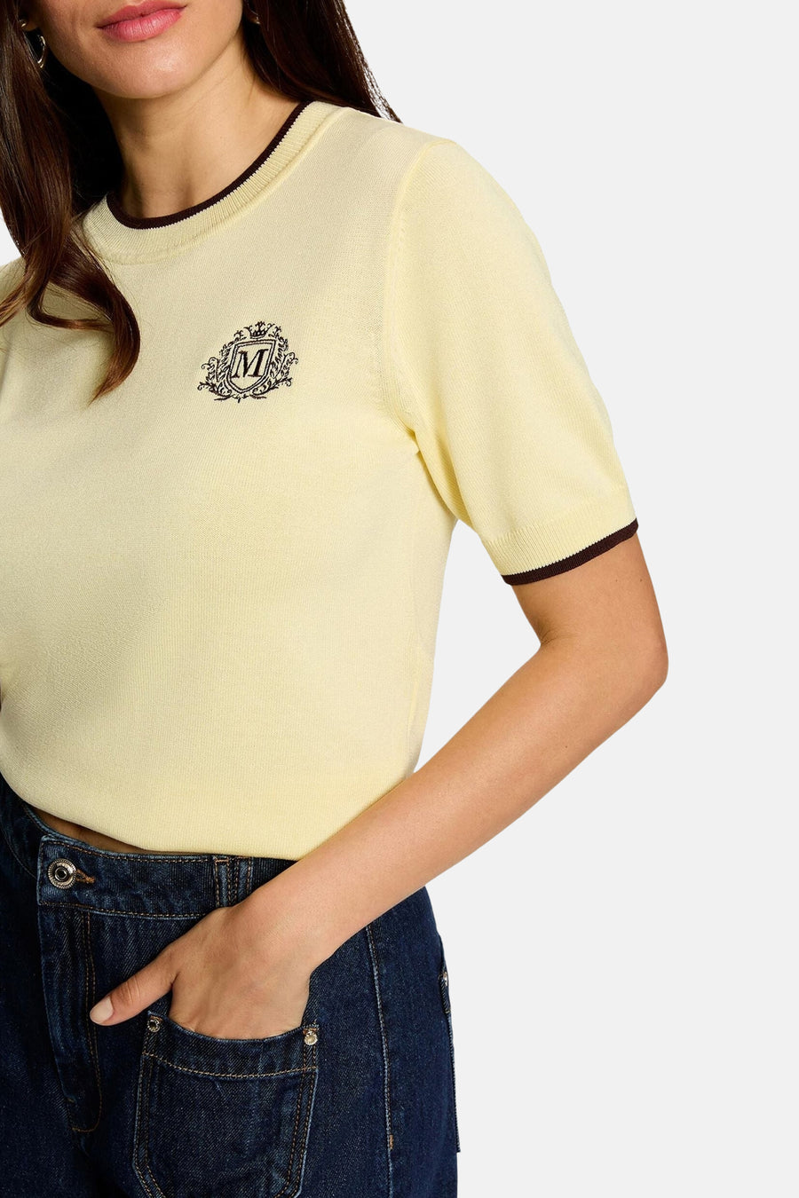 Pull col O - jaune