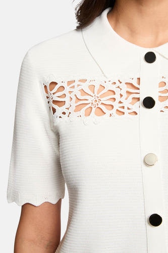 Pull col O - blanc