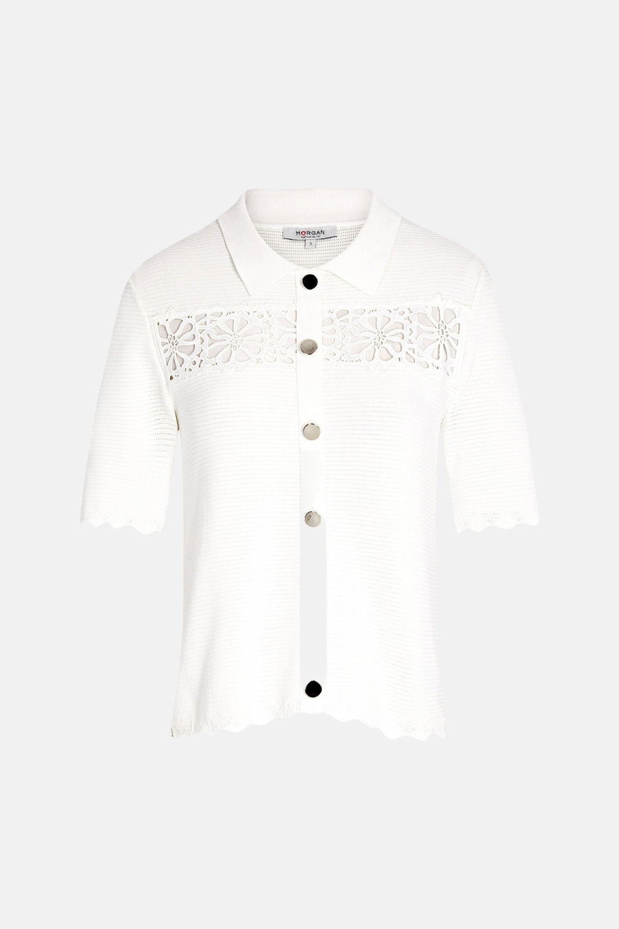 Pull col O - blanc
