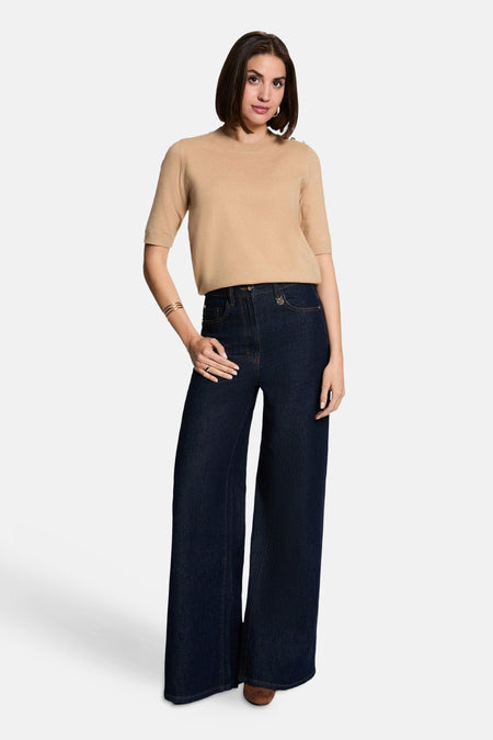 Pull col O beige - Morgan De Toi