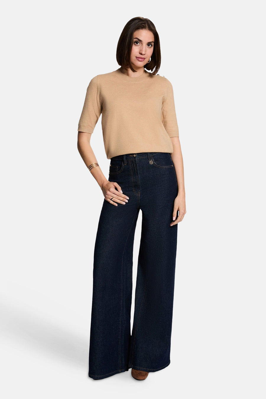 Pull col O beige - Morgan De Toi