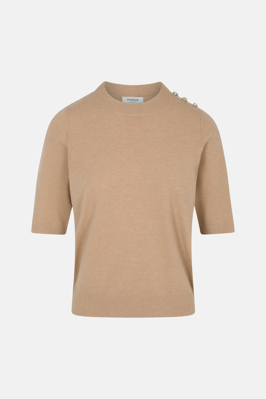 Pull col O beige - Morgan De Toi