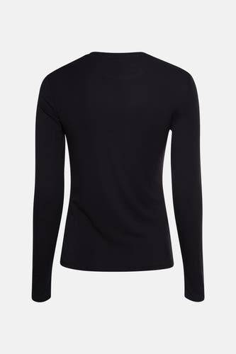 T-shirt noir à manches longues de MANGO, version arrière, tissu uni.