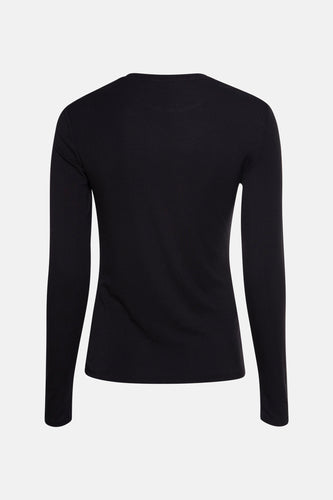 T-shirt noir à manches longues de MANGO, version arrière, tissu uni.