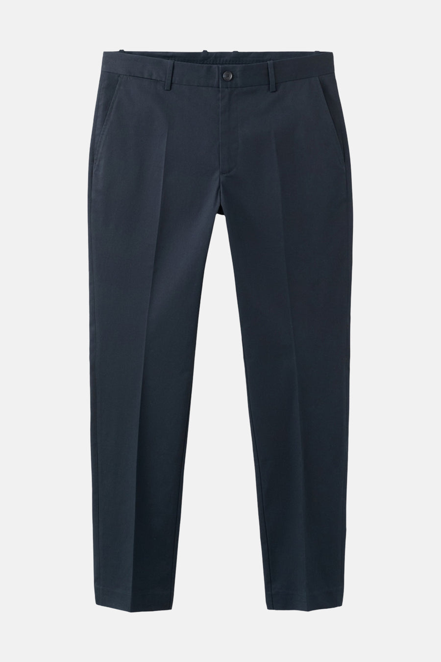 Chino bleu de MANGO, pantalon classique pour homme avec poches italiennes et fermeture à boutons.