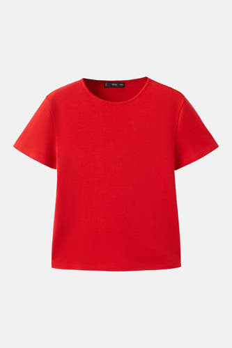 T-shirt rouge de MANGO, uni avec manches courtes et col rond.