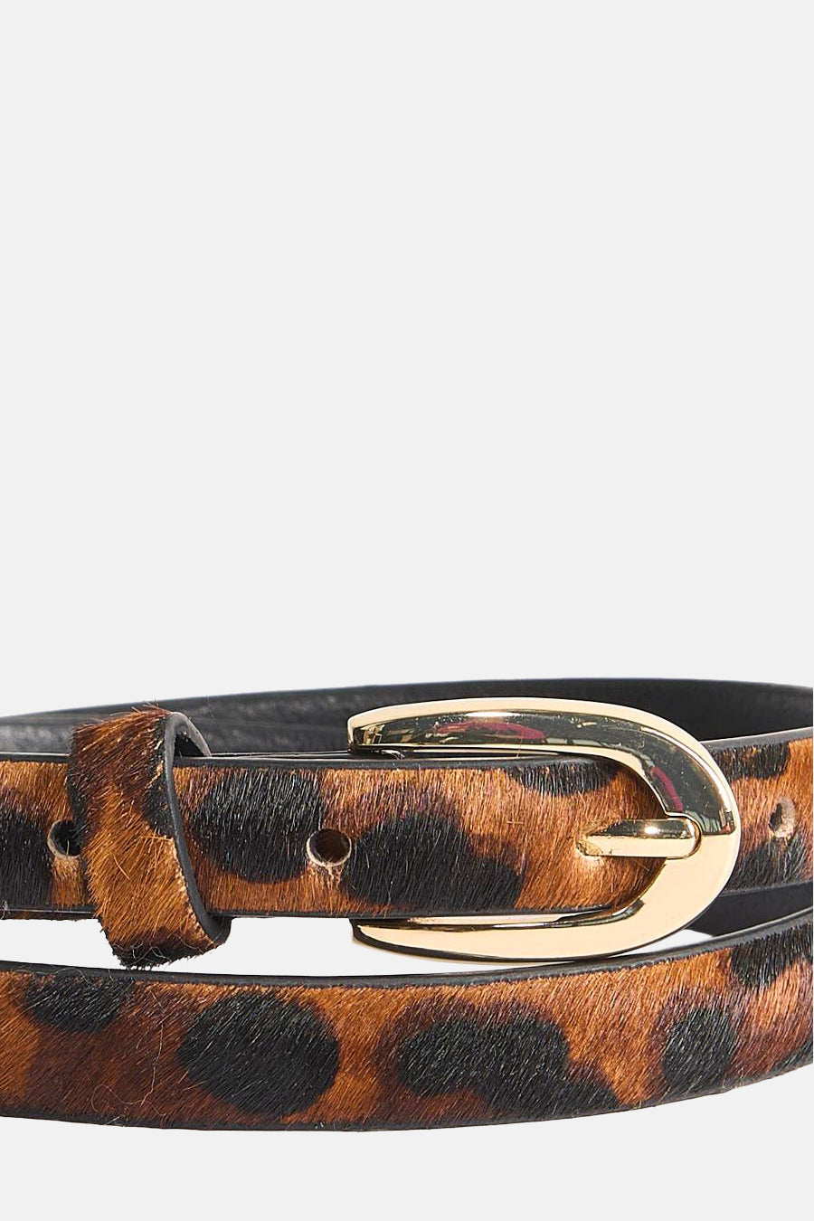 Ceinture brune de MANGO avec imprimé léopard et une boucle dorée.
