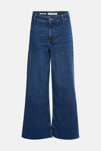 Jean large bleu de MANGO, en tissu denim uni, taille haute.