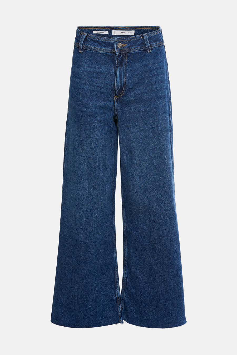 Jean large bleu de MANGO, en tissu denim uni, taille haute.